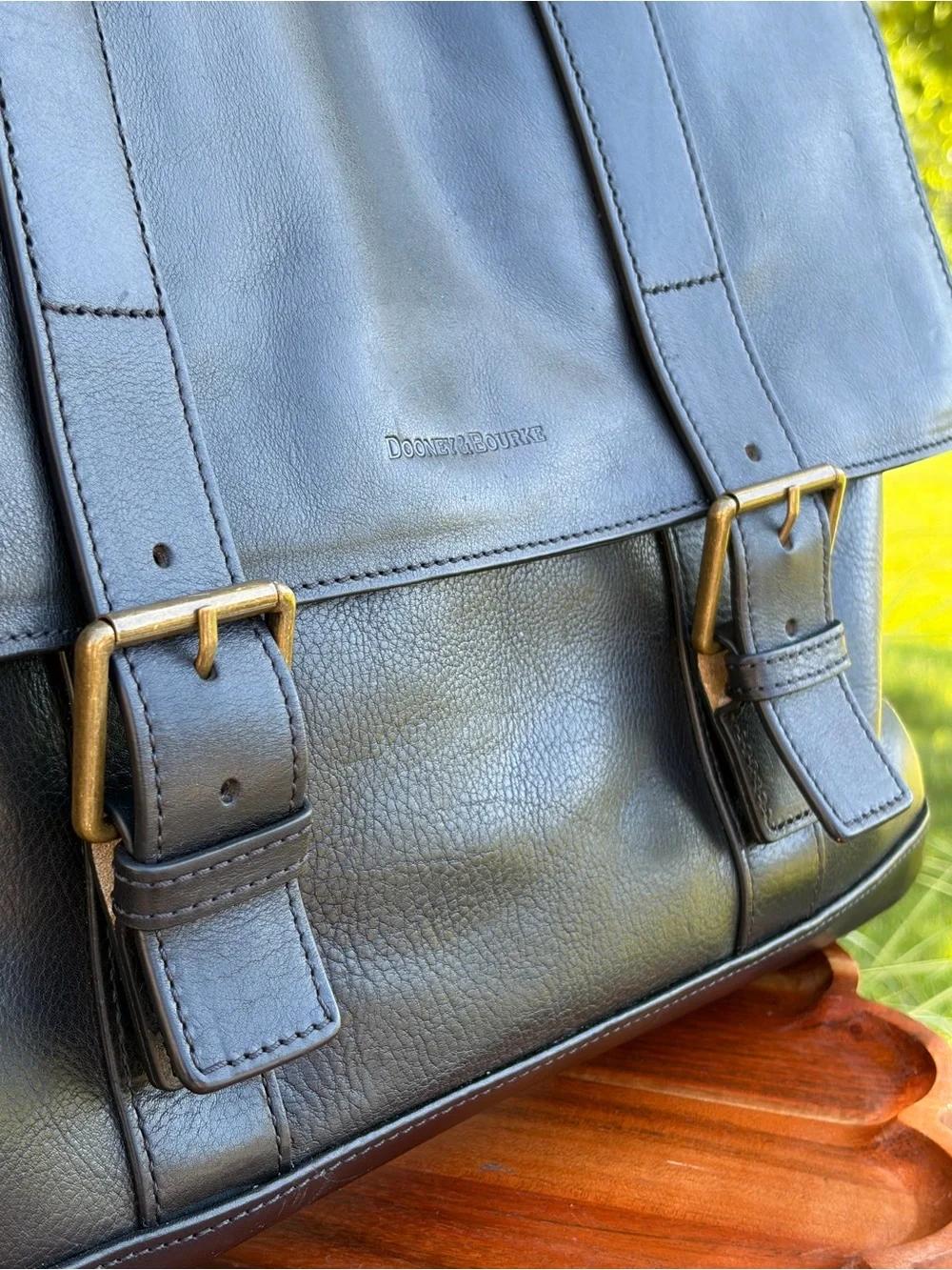 Dooney & Bourke Hunter Messenger Black Florentine NWT Original Packaging